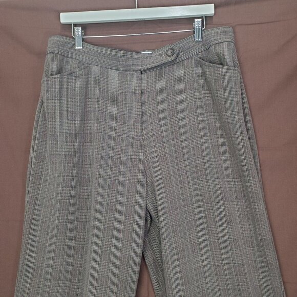 KIM ROGERS Women Pants SZ 18 Relax Wide Leg Plaid Dark Academia Brown Pockets - Picture 5 of 5